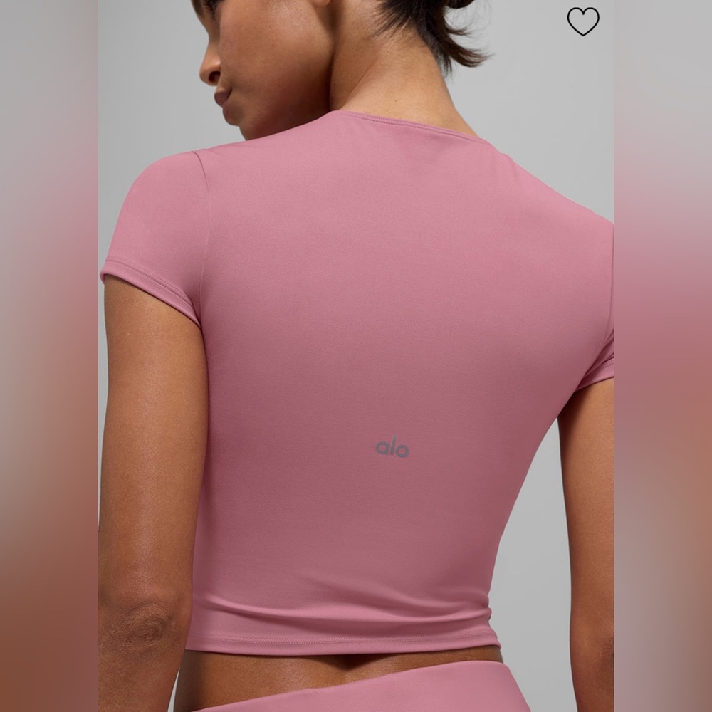 Alo yoga Softsculpt Precision Short Sleeve Top - Pink Wild Rose - Picture 2 of 7